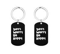 Don't Worry Be Happy Custom Keychains for Men Women Funny Key Chain Accessory Backpack Purse Bag Charms Gifts
