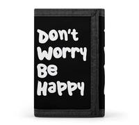 Don't Worry Be Happy Funny Trifold Wallet RFID Blocking Front Pocket Wallets with ID Window Gifts for Men Women