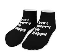 Don't Worry Be Happy Men's Ankle Low Socks 1 Pair No Show Sock Low-Cut Athletic Socks for Women