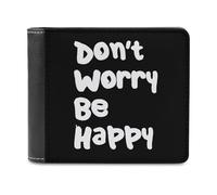 Don't Worry Be Happy Men's Wallet Bifold RFID Blocking Wallet Slim Billfold Pocket with Card Holders for Women
