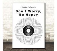 Don't Worry, Be Happy Vinyl Record Song Lyric Quote Print