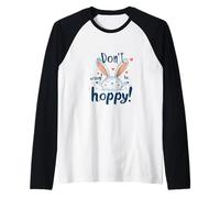 Don't Worry Be Hoppy Cute Bunny Rabbit Positive Design Raglan Baseball Tee