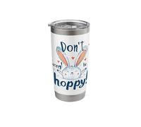 Don't Worry Be Hoppy Cute Bunny Rabbit Positive Design Stainless Steel Insulated Tumbler