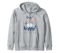 Don't Worry Be Hoppy Cute Bunny Rabbit Positive Design Zip Hoodie