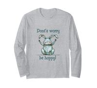 Don't Worry Be Hoppy Happy Bunny Pun Rabbit Lover Long Sleeve T-Shirt