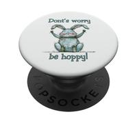 Don't Worry Be Hoppy Happy Bunny Pun Rabbit Lover PopSockets Adhesive PopGrip