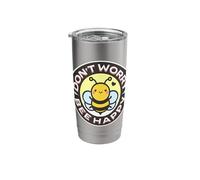 Don't Worry Bee Happy Bumblebee Punny Pun Cute Kawaii Bee Stainless Steel Insulated Tumbler