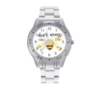 Don't Worry Bee Happy Men's Business Watch Fashion Stainless Steel Wristwatches Custom Easy Read Watches for Women