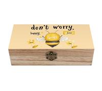 Don't Worry Bee Happy Wooden Storage Box Decorative Keepsake Boxes Jewelry Organizer Gifts with Hinged Lid