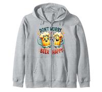 Don't Worry Beer Happy Funny Cartoon Mugs Drinking Ale Zip Hoodie