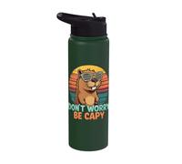 Don't Worry Capy Sunglasses Retro Stainless Steel Insulated Water Bottle