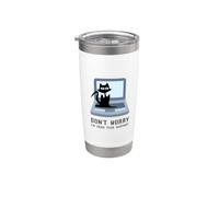 Don't Worry I'm from Tech Support Cute Cat Owner On Computer Stainless Steel Insulated Tumbler