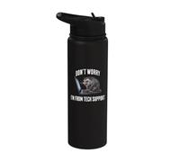 Don't Worry I'm from Tech Support Funny Possum Stainless Steel Insulated Water Bottle