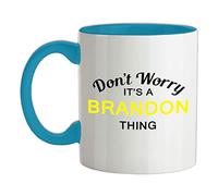 Don't Worry It's a Brandon Thing! - 11oz - Ceramic Two-Tone Mug for Coffee/Tea - Babyblue/White - One Size