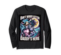Don't Worry Kitten Daddy's Here Funny Alpha Wolf Meme Long Sleeve T-Shirt