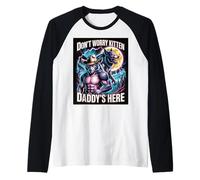 Don't Worry Kitten Daddy's Here Funny Alpha Wolf Meme Raglan Baseball Tee