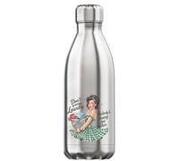 Don't Worry Laundry Nobody's Doing Me Either Pin Up Girl Vacuum Insulated Thermal Water Bottle Silver