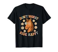 Dont Worry Ride Happy 70s Horse Graphic T-Shirt