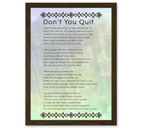 Don't You Quit Poem Motivation Typography Quote A4 Artwork Framed Wall Art Print Artery8 Brown One Size