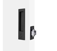 Dontay Pocket Door Handle and Edge Pull, Narrow Modern Rectangular Keyed Entry Function, Recessed Sliding Door Hardware for 1 3/8” to 2 3/16” Thickness Door (Privacy Lock, Matte Black, 1 Pack)