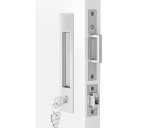 Dontay Pocket Door Handle and Edge Pull, Narrow Modern Rectangular Keyed Entry Function, Recessed Sliding Door Hardware for 1 3/8” to 2 3/16” Thickness Door (Keyed Lock, Brushed Nickel, 2 Pack)