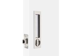 Dontay Pocket Door Handle and Edge Pull, Narrow Modern Rectangular Keyed Entry Function, Recessed Sliding Door Hardware for 1 3/8” to 2 3/16” Thickness Door (Privacy Lock, Brushed Nickel, 1 Pack)