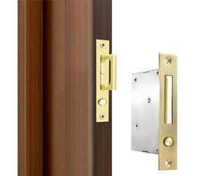 Dontay Pocket Door Handles with Large Auto Pop-Out Ring,Flush Hidden Edge Pull for Sliding Doors Hardware & Lock, Modern Space-Saving Design, Easy Install(Satin Brass,1)