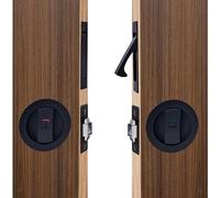 Dontay Pocket Door Lock with Edge Pull Handle,Color Coded Indicators,1 3/8" Backset,Stainless Steel Recessed 2 Side,for 1 3/8" to 2 3/16" Bathroom&Sliding Door (Matte Black, Round - 2 Set)