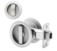 Dontay Pocket Door Passage Lock and Edge Pull, Non-Locking, Flush Mount, Low Profile Hidden Hardware, Flat Knob Handle for 1-3/8" to 2-3/16" Doors (1, Brushed Nickel)