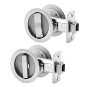 Dontay Pocket Door Passage Lock, Double Sided Rotation,No Key, Privacy (Bed/Bath) Latch, Flush, Large Locking Lever, Hardware for 1 3/8” to 2 3/16” Thickness Door (Brushed Nickel, 2 Pack(Round))