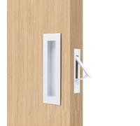 Dontay Pocket Door Pull Handle, 2 Recessed Flush Finger Pulls & 1 Edge Spring Pull,304 Stainless Steel, Template Included, Hardware Set for More Than 1-1/8” Thickness Door (2, Snow White, 6 in)
