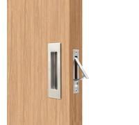 Dontay Pocket Door Pull Handle, 2 Recessed Flush Finger Pulls & 1 Edge Spring Pull,304 Stainless Steel, Template Included, Hardware Set for More Than 1-1/8” Thickness Door (2, Brushed Nickel, 4.7'')