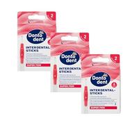 Dontodent Interdental Brushes ISO 2 (0.5 mm), Pack of 6, Fine Interdental Cleaner with Plastic-Coated Wire and Protective Cap