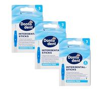 Dontodent Interdental Brushes ISO 3 (0.6 mm), Pack of 6, Fine Interdental Cleaner with Plastic-Coated Wire and Protective Cap (Blue)