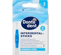 Dontodent Interdental sticks, blue ISO 3 (diameter 2.5-4.5 mm), 6 interdental brushes, conical fine, with hygienic cap and flexible handle