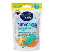Dontodent Junior Reusable Dental Floss Sticks, 32 count, No flavor, Specially designed for children aged 6 and up