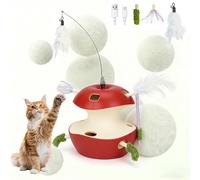 Donubiiu 2026 New Cat Puzzle Toy Apple-Shaped, 360° Automatic Cats Toys, Smart Sensor Magic Apple-Shaped, Rechargeable Cat Toy, 2-Level Modes With 10 Holes for All Cats (Red,Battery-powered version)