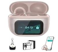 Donubiiu 2026 New Ear Clip Bluetooth Headphones with Touch Screen,Translation Earbuds Real Time Translator Earbuds with LED Screen,Ultra Open Bluetooth Earbuds for Travel Business Learning (Rosa)