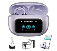 Donubiiu 2026 New Ear Clip Bluetooth Headphones with Touch Screen,Translation Earbuds Real Time Translator Earbuds with LED Screen,Ultra Open Bluetooth Earbuds for Travel Business Learning (Lila)