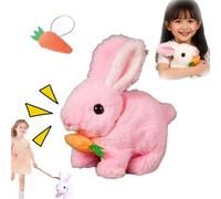 Donubiiu 2026 Realistic Interactive Rabbit, Electronic Interactive Plush Toy, Surprise Plush, Robotic Animal That Jumps, Shakes Its Nose, and Twists Its Ears (Rose)