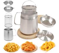 Donubiiu 304 Stainless Steel Large Capacity Versatile Oil Filter Vessel, Stainless Steel Oil Filter Pot, Multi-Functional Oil Filter Tank for Kitchen Home Use (2L)