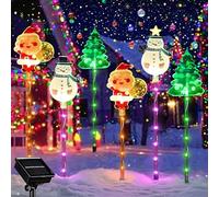 Donubiiu 6-Pack of Solar Christmas Lights Outdoor,IP65 Waterproof Outdoor LED Solar Christmas Lights,Movable Reindeer Snowman Tree Light for Patio,Lawn and Path (1, A)