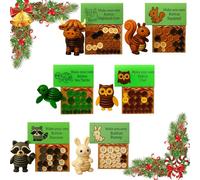 Donubiiu 6Pcs Button Christmas Tree kit,DIY Button Animal Ornaments,HighlandCow Make Your Own Buttons,Fun Button Craft Cute Shaped Art For Parties Garden Courtyard Patio Windowsill (G, 6PCS)