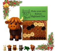 Donubiiu 6Pcs Button Christmas Tree kit,DIY Button Animal Ornaments,HighlandCow Make Your Own Buttons,Fun Button Craft Cute Shaped Art For Parties Garden Courtyard Patio Windowsill (B, 1PC)