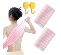 Donubiiu Blissal Exfoliating Shower Towel, Blissal Scrub Cloth, Blissal Towel, Exfoliating Washcloth Towel, Back Exfoliator Towel, Body Scrubber Exfoliator, Quick Dry Bath Towels (2 PCS-Pink)