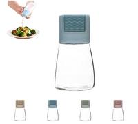 Donubiiu Conical Spice Bottle for the Kitchen, Spice Bottle with Pressure Dosage, Salt and Pepper Shakers, Precise Quantitative Push Type, 0.5 g Metering Salt Shaker Glass Dispenser (Blue)