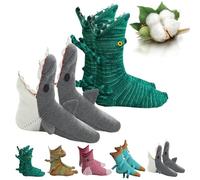 Donubiiu Croc Socks Women, Alligator Socks, Novelty Knit Crocodile Socks, Funny Animal Socks for Women (2Pairs-C,One Size)