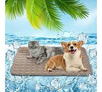 Donubiiu Dog Mat, Pet Cooling Mat, Cooling Mat for Dogs, Washable Dog Mat, Summer Cooling Cushion for Dogs, Self-Cooling Dog Mat for Home, On the Go or in the Car (Brown, S (50 x 40 cm) < 4 kg