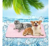 Donubiiu Dog Mat, Pet Cooling Mat, Cooling Mat for Dogs, Washable Dog Mat, Summer Cooling Cushion for Dogs, Self-Cooling Dog Mat for Home, On the Go or in the Car (Pink, M (62 x 50 cm) < 7 kg