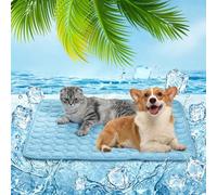 Donubiiu Dog Mat, Pet Cooling Mat, Cooling Mat for Dogs, Washable Dog Mat, Summer Cooling Pad for Dogs, Self-Cooling Dog Mat for Home, On the Go or in the Car (Blue, L (70 x 55 cm) < 15 kg